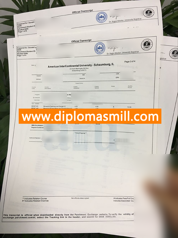 American InterContinental University Transcript for Sale