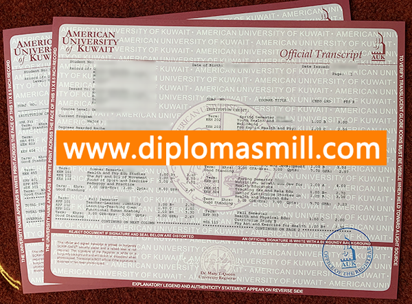 Make Fake American University of Kuwait Transcript