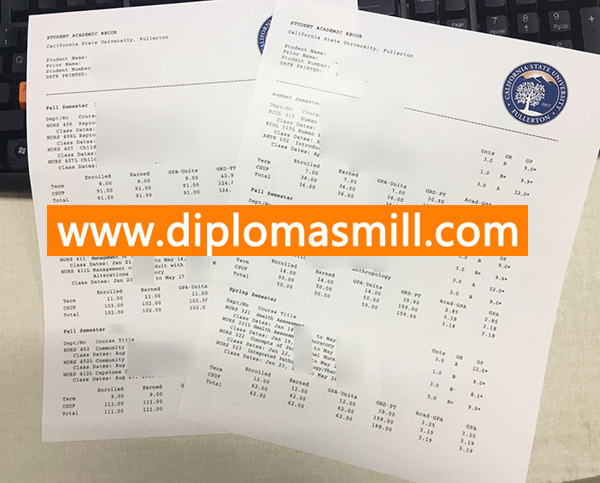 Buy Fake California State University Fullerton Transcript