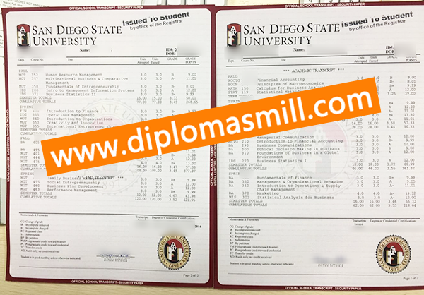 Create Official San Diego State University Transcript