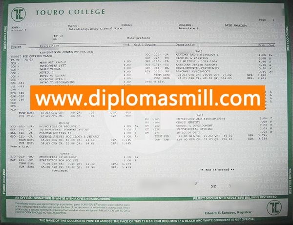How Fast Buy Touro College Transcript?