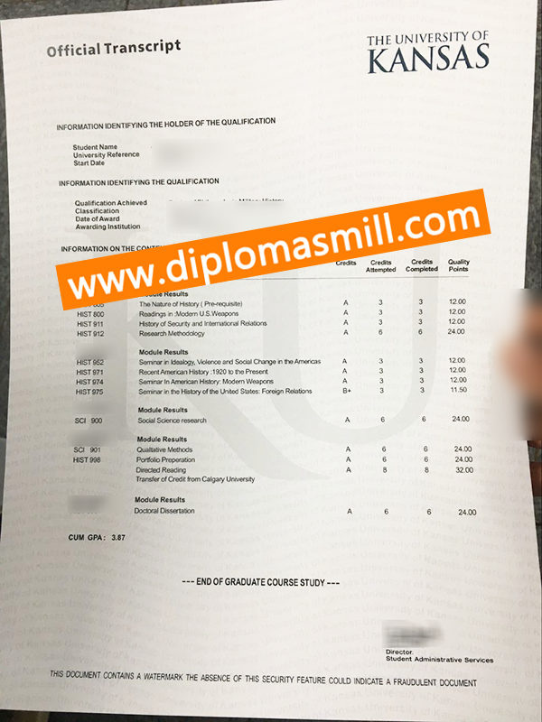 Shopping University of Kansas Transcript Cheaper