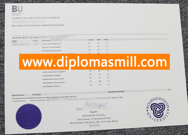 Purchase Official Bournemouth University Transcript