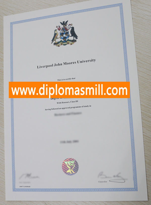 Liverpool John Moores University Certificate for Sale