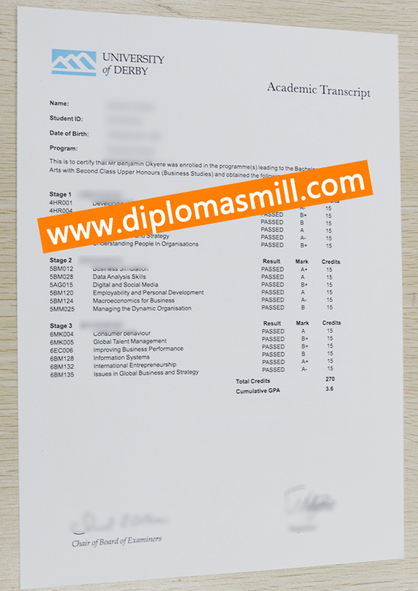 How Much Buy University of Derby Transcript?