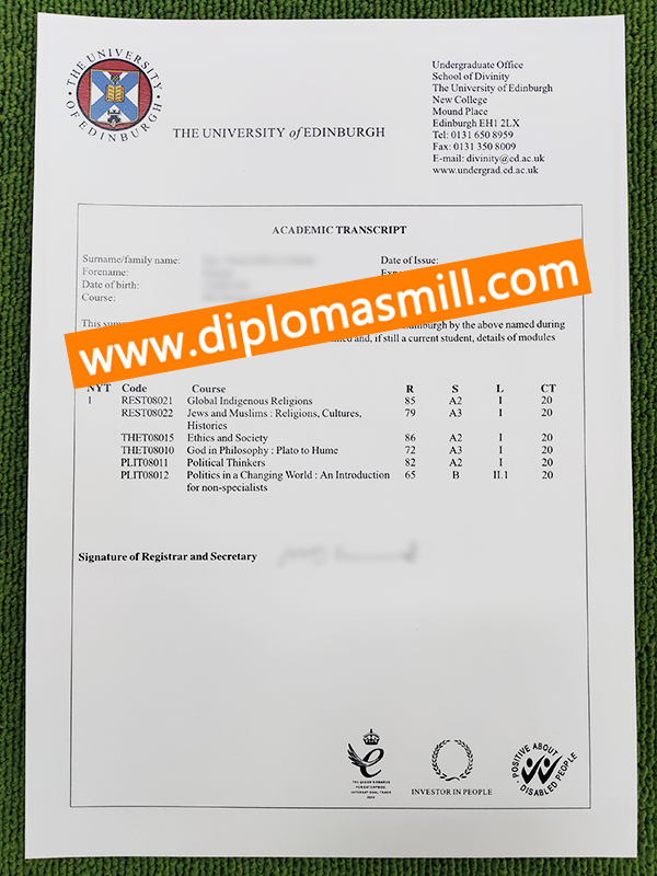 How Much Buy University of Edinburgh transcript?