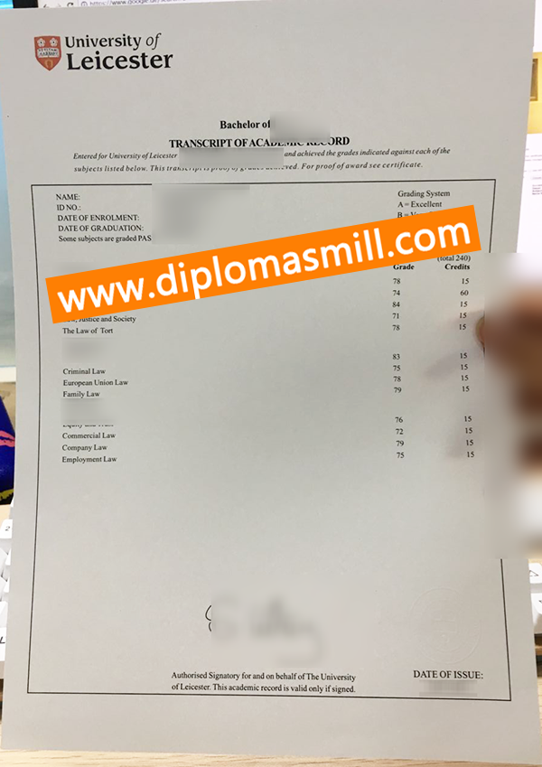 Apply Official University of Leicester transcript