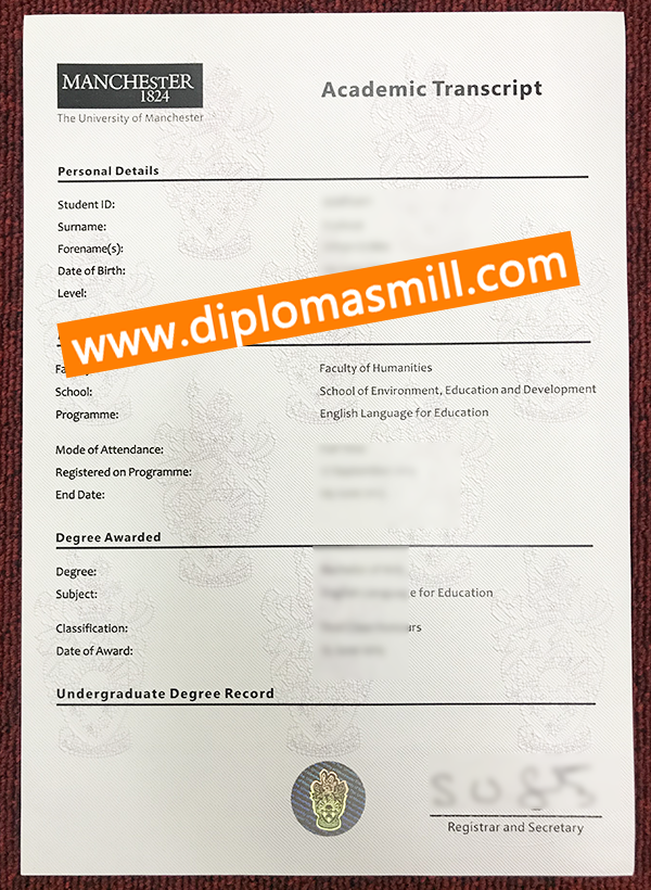 Where to Order University of Manchester transcript?