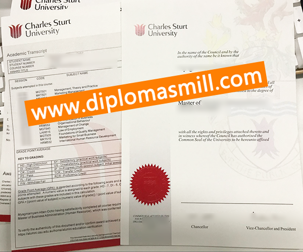 Custom Charles Sturt University diploma transcript