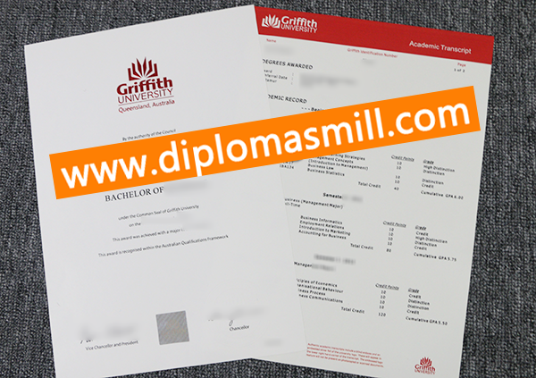 Custom Griffith University degree transcript