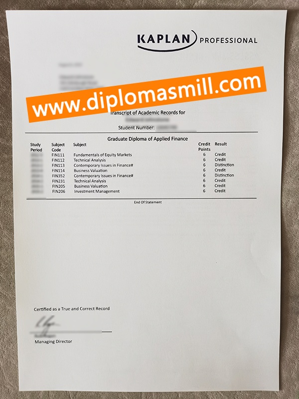 How Long buy fake Kaplan transcript?