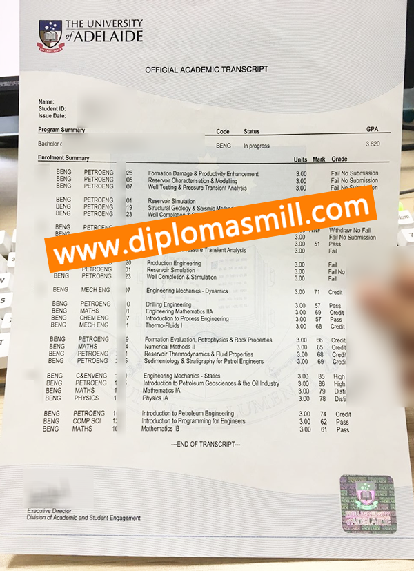 How long buy University of Adelaide transcript?