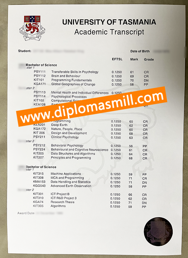 How easy buy fake University of Tasmania transcript?