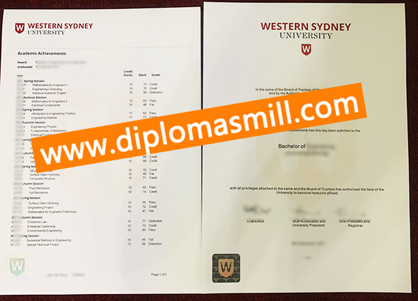 Supply Western Sydney University Degree transcript