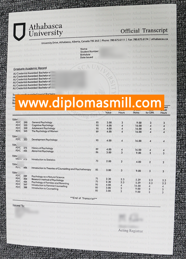 How fast buy fake Athabasca University transcript?