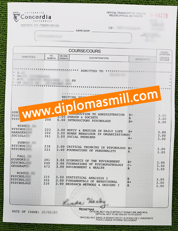 How long buy fake Concordia University transcript?