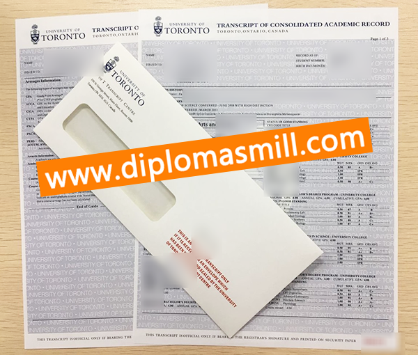 Make official University of Toronto transcript envelope
