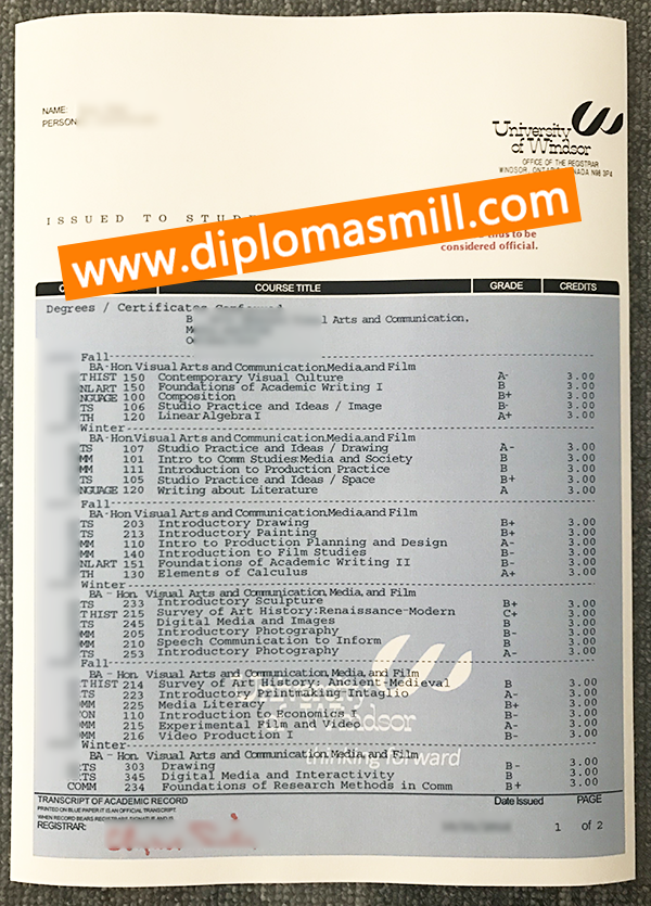 How to obtain fake University of Windsor Transcript?