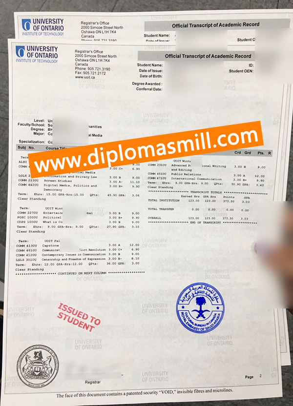 How long buy fake UOIT transcript?