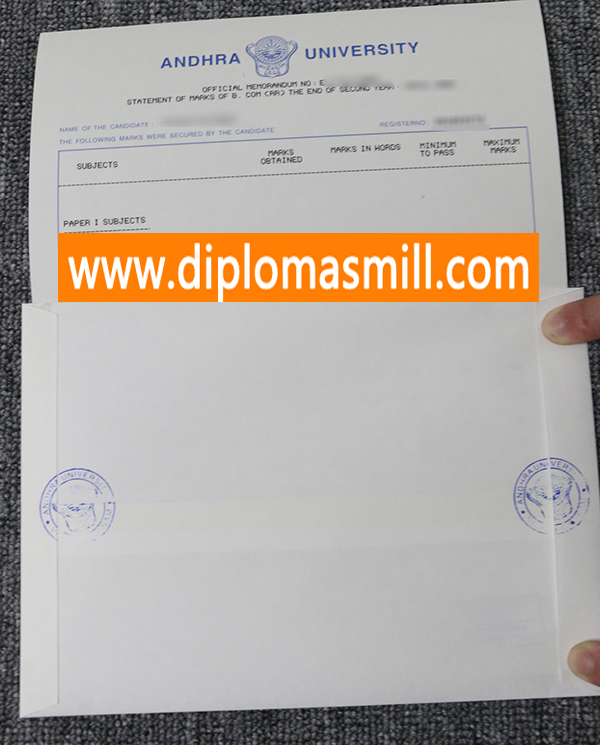 Supply fake Andhra University transcript envelope