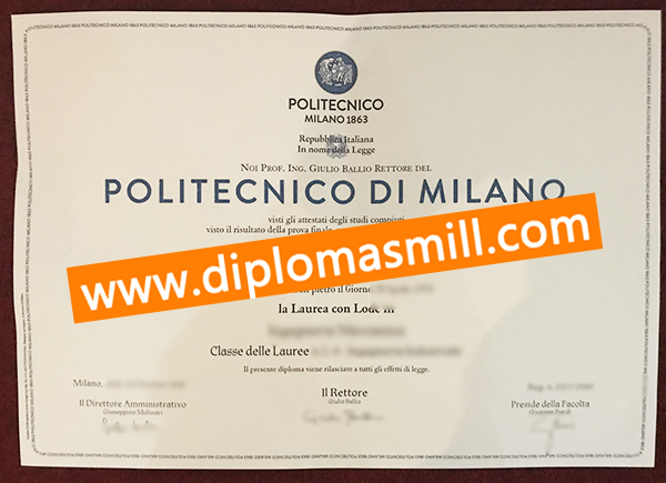 Sale Italy Politecnico di Milano diploma