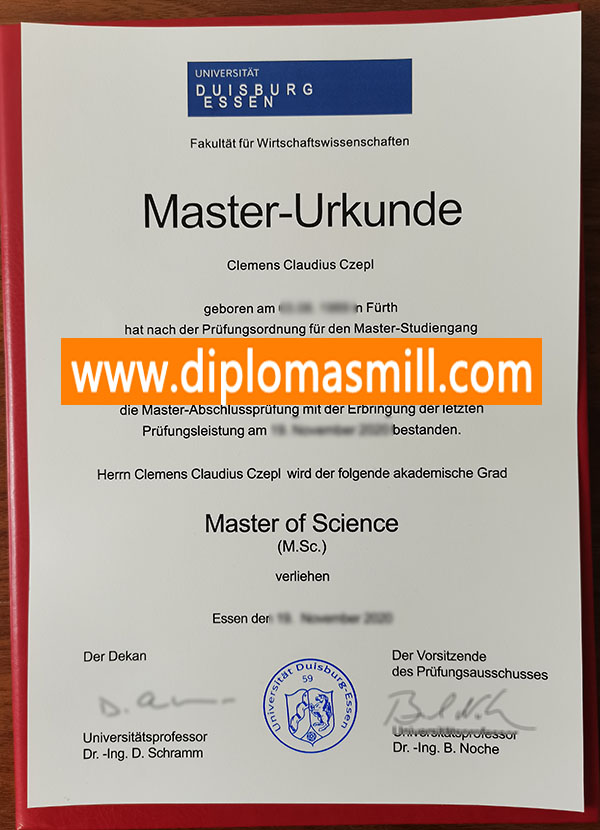 Supply fake Universitat Duisburg Essen diploma