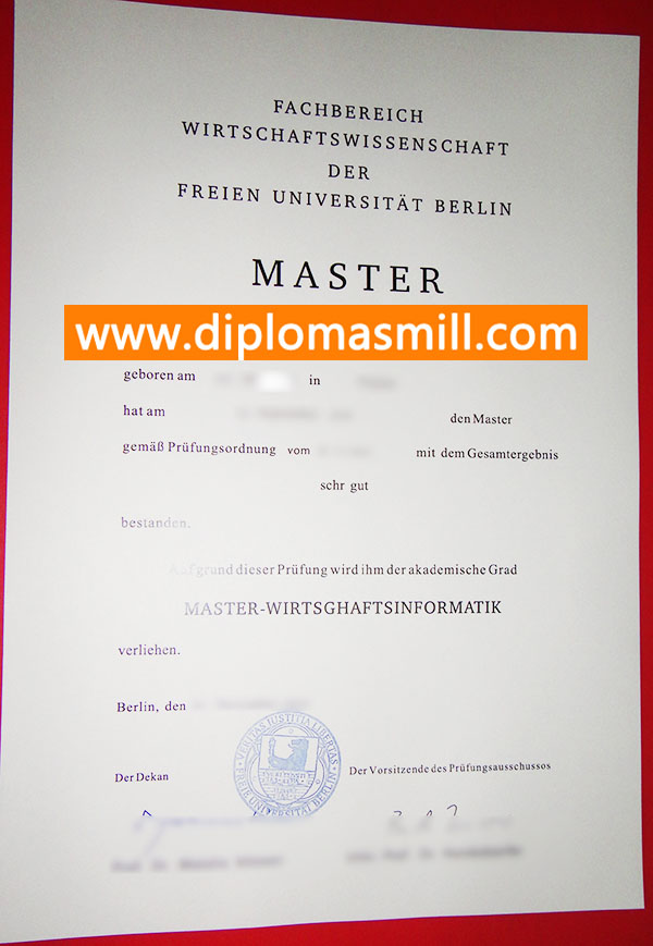 Purchase fake Free University of Berlin diploma