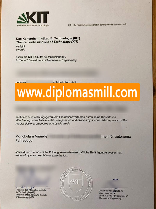 Pick up fake Karlsruhe Institute of Technology diploma