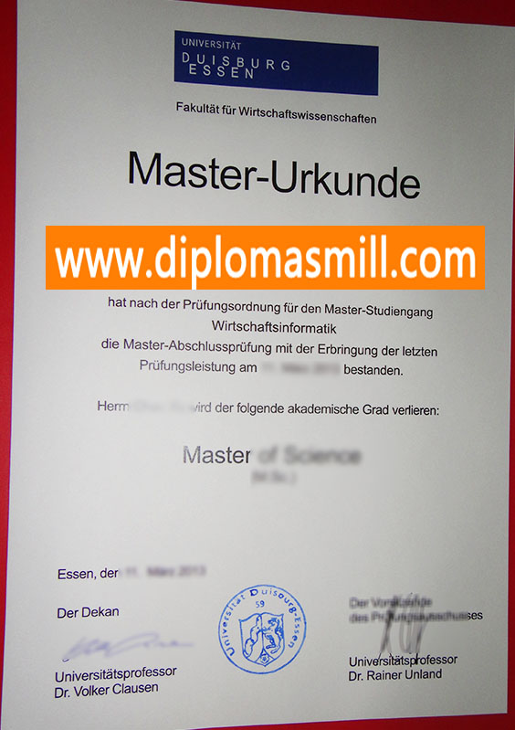 Create fake University of Duisburg-Essen diploma