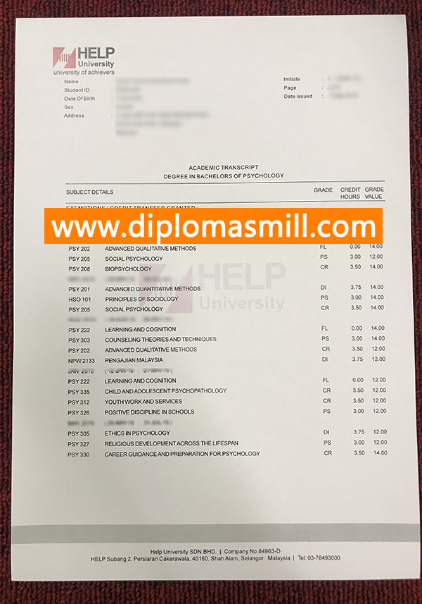 How to custom Help University transcript?