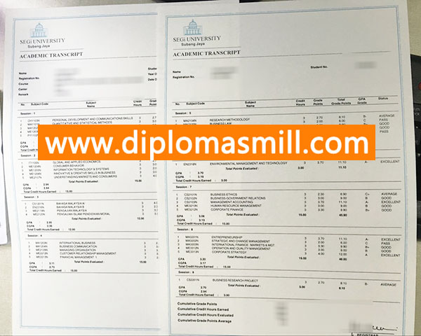 Shopping fake SEGi University transcript
