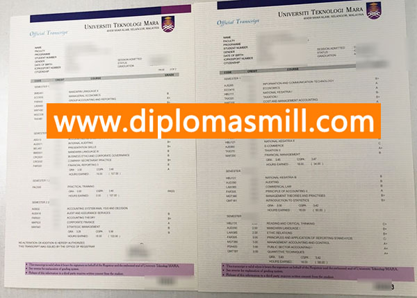 How to get Universiti Teknologi MARA fake transcript?