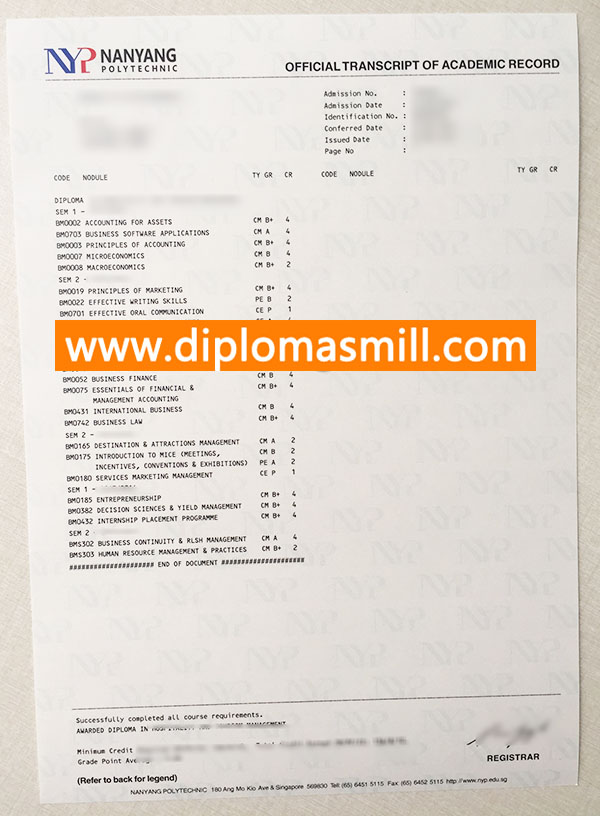 Apply official NanYang Polytechnic transcript
