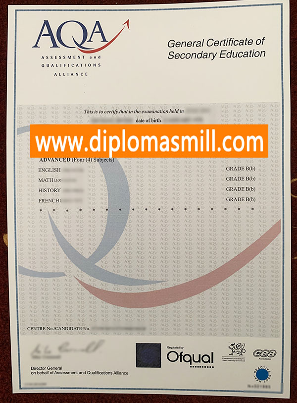 Where to buy fake AQA GCSE certificate?