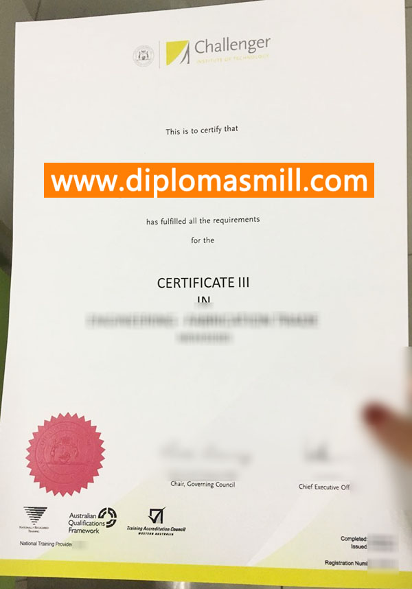 Print fake Challenger Institute of Technology Certificate