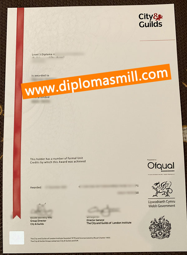 Supply uk fake City & Guilds Certificate