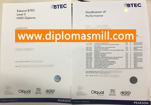 Purchase fake Edexcel BTEC Diploma