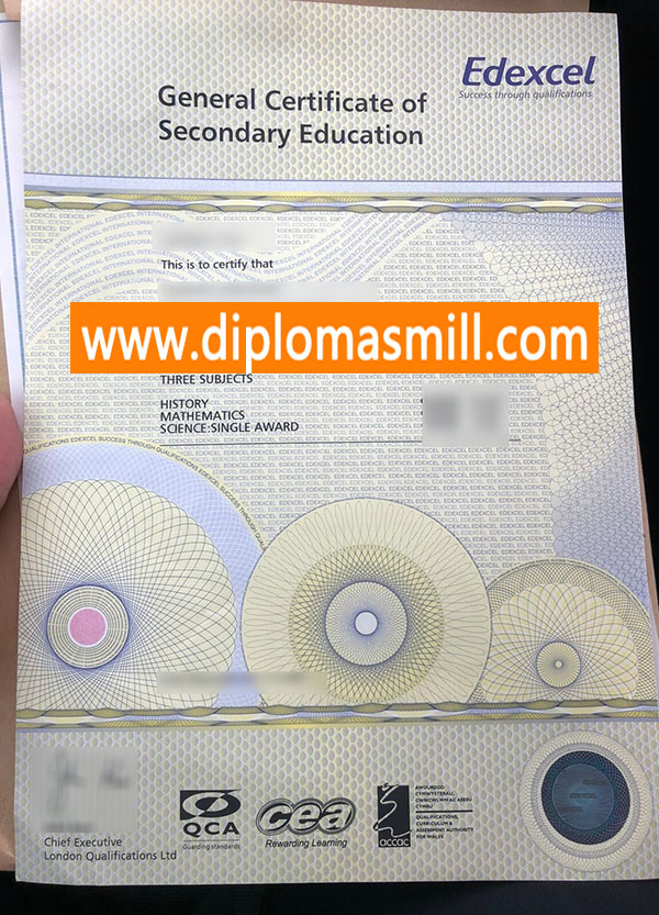 Supply UK copy Edexcel GCSE Certificate