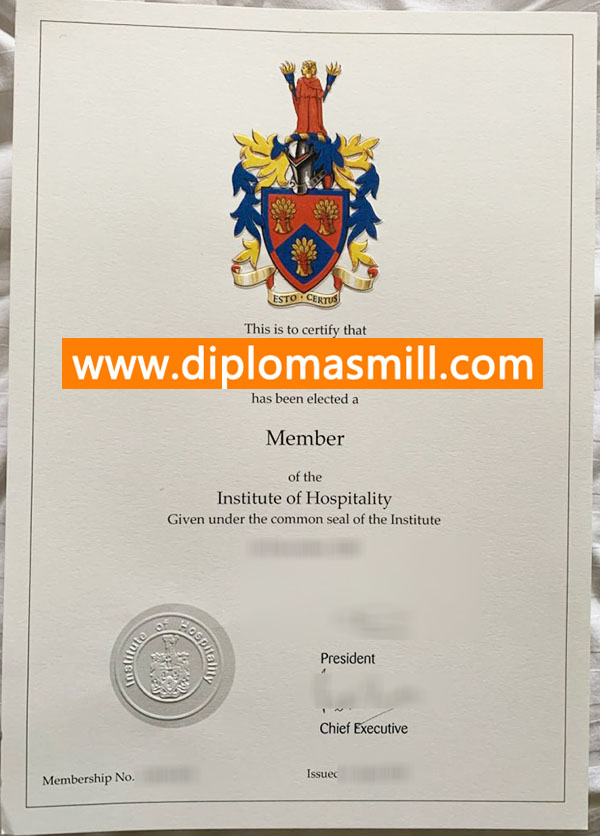 Pick up fake Institute of Hospitality certificate