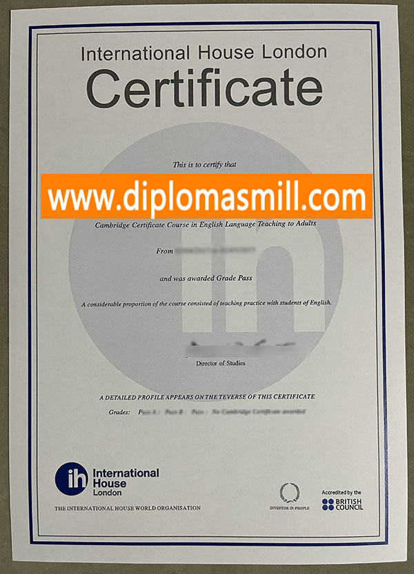 Shopping copy International House London certificate