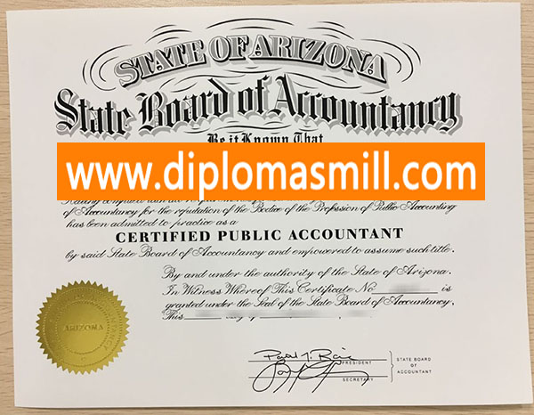 Print fake State of Arizona CPA certificate