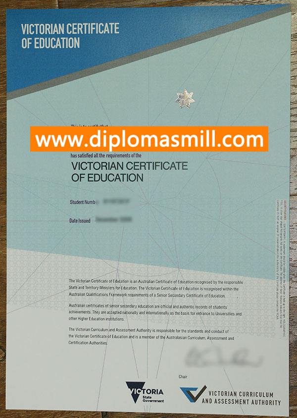 Sale Australia Victorian Certificate of Education certificat