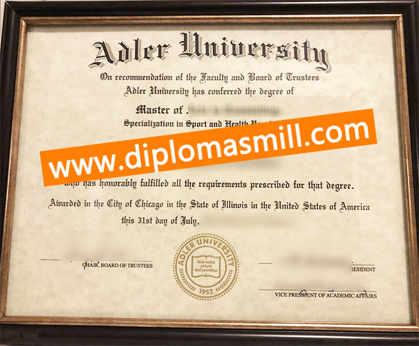 Pick up fake Adler University diploma