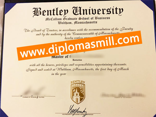 Custom fake Bentley University diploma