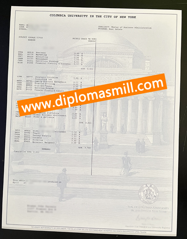 Apply replica Columbia University transcript fast