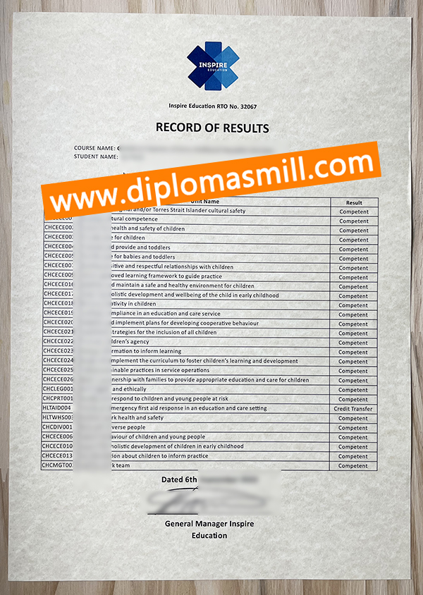 How much buy fake Inspire Education transcript?