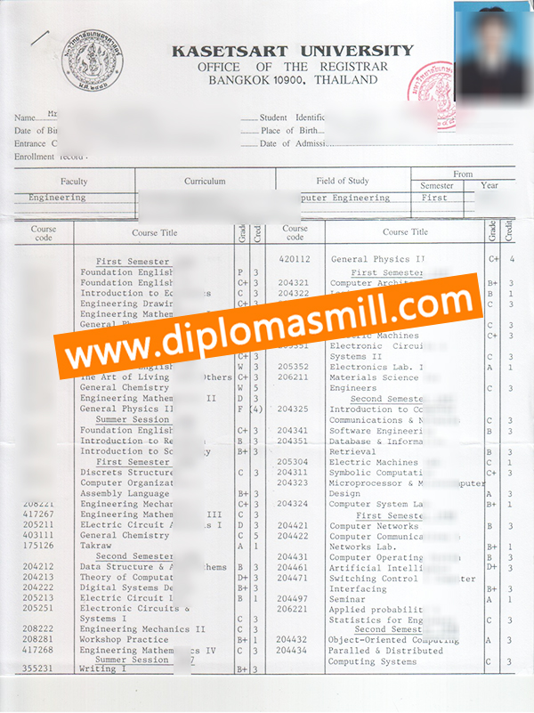 How to obtain fake Kasetsart University transcript?