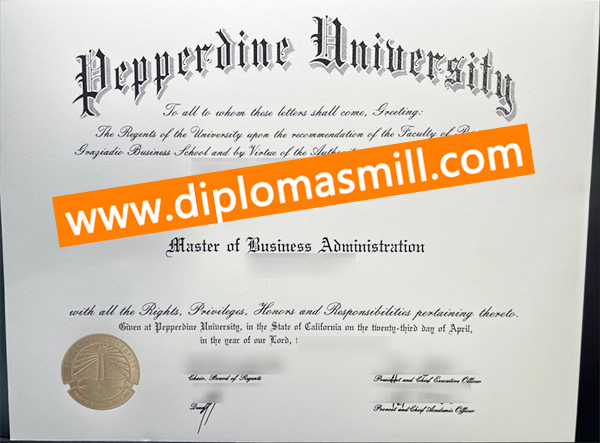 Purchase fake Pepperdine University diploma