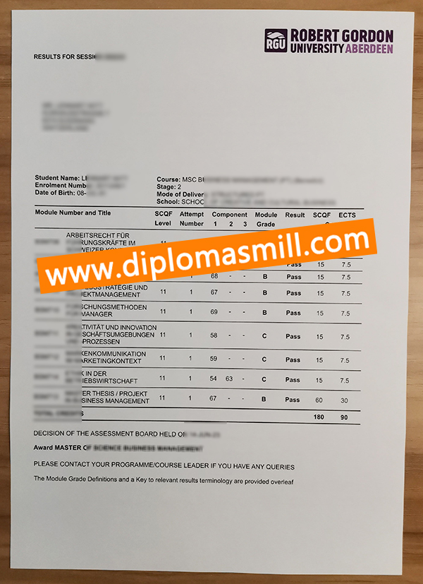 How to obtain fake Robert Gordon University transcript?