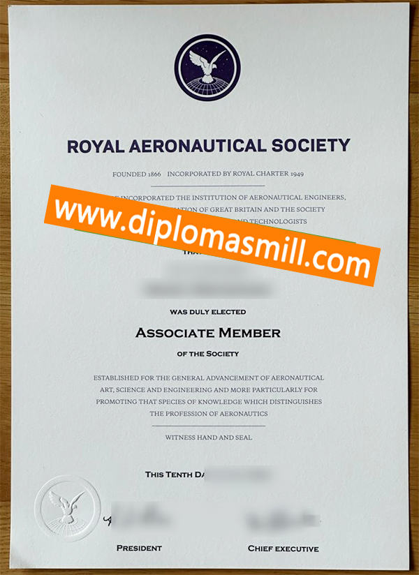 Apply fake Royal Aeronautical Society certificate